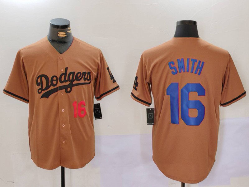 Los Angeles Dodgers #16 Will Smith NUmber Olive Cool Base Limited Stitched Baseball Jerseys baseball jersey product view 1