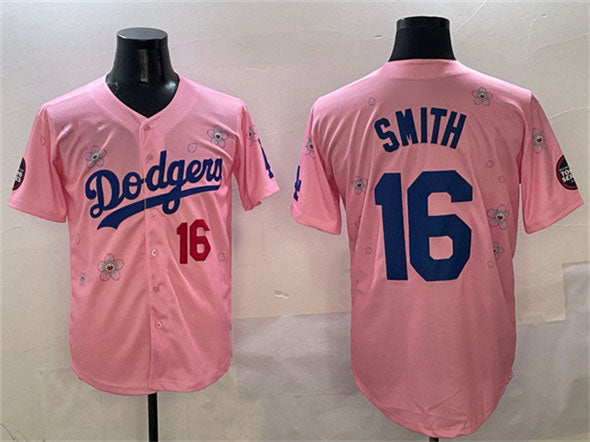 Los Angeles Dodgers #16 Will Smith Pink 2025 Tokyo Series Limited Stitched Baseball Jersey baseball jersey product view 1