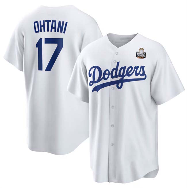 Los Angeles Dodgers #17 Shohei Ohtani White 2024 World Series Cool Base Stitched Baseball Jersey baseball jersey product view 1