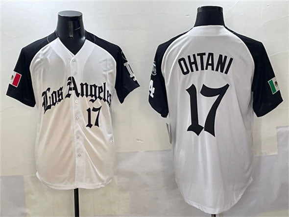 Los Angeles Dodgers #17 Shohei Ohtani White Black Mexico 2025 LA Gothic Style With Fernando Patch Vapor Premier Limited Stitched Baseball Jersey baseball jersey product view 1