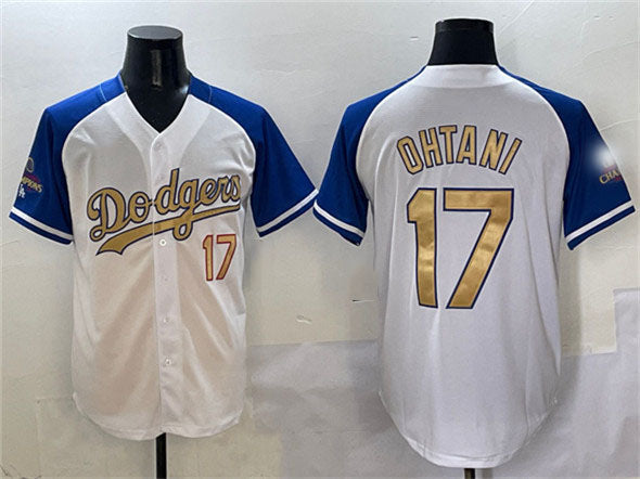 Los Angeles Dodgers #17 Shohei Ohtani White Royal Gold 2024 World Series Champions Vapor Limited Stitched Baseball Jersey baseball jersey product view 1