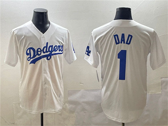 Los Angeles Dodgers #1 Dad White Cool Base Stitched Baseball Jersey baseball jersey product view 1