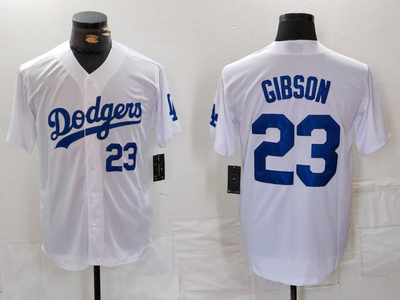 Los Angeles Dodgers #23 Kirk Gibson Number White Cool Base Stitched Baseball Jersey baseball jersey product view 1