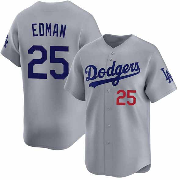Los Angeles Dodgers #25 Tommy Edman Gray Limited Stitched Baseball Jersey baseball jersey product view 1