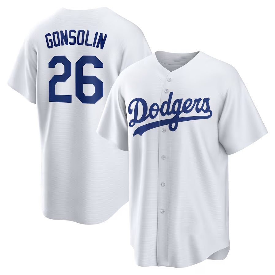 Los Angeles Dodgers #26 Tony Gonsolin Home Replica Jersey - White Stitched Baseball Jersey baseball jersey product view 1
