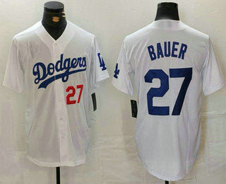 Los Angeles Dodgers #27 Trevor Bauer Number White Stitched Baseball Jersey baseball jersey product view 1