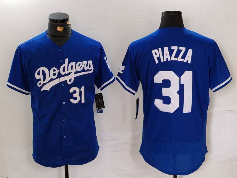Los Angeles Dodgers #31 Mike Piazza Number Blue Flex Base Stitched Baseball Jerseys baseball jersey product view 1