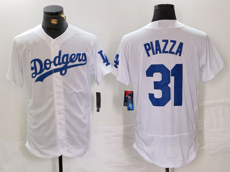 Los Angeles Dodgers #31 Mike Piazza White Flex Base Stitched Baseball Jersey baseball jersey product view 1