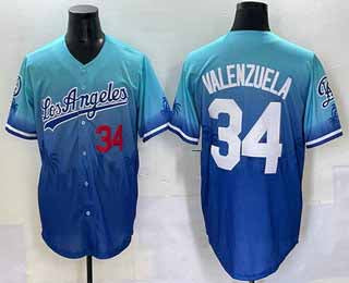 Los Angeles Dodgers #34 Fernando Valenzuela Blue 2025 City Connect Limited Stitched Baseball Jersey baseball jersey product view 1