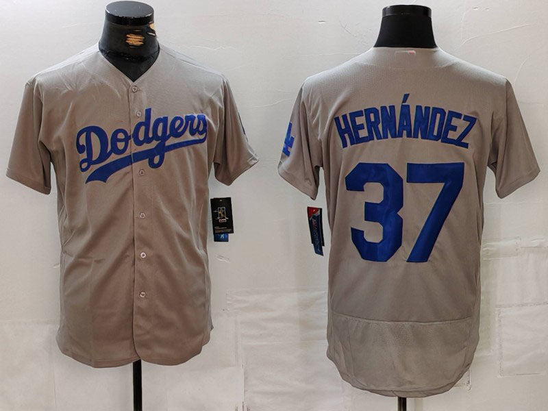 Los Angeles Dodgers #37 Teoscar Hernandez Grey Flex Base Stitched Baseball Jerseys baseball jersey product view 1