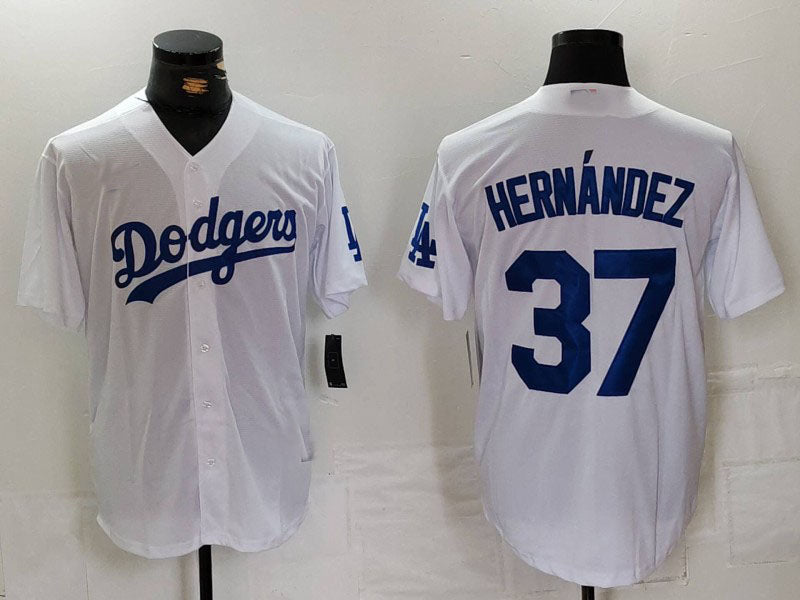 Los Angeles Dodgers #37 Teoscar Hernandez White Cool Base Stitched Baseball Jerseys baseball jersey product view 1