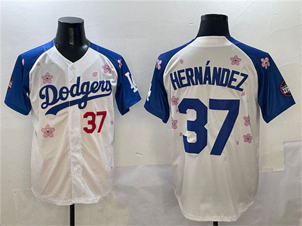 Los Angeles Dodgers #37 Teoscar Hernandez White Royal 2025 Tokyo Series Limited Stitched Baseball Jersey baseball jersey product view 1