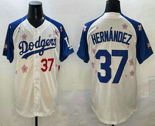 Los Angeles Dodgers #37 Teoscar Hernandez White Royal 2025 Tokyo Series Limited Stitched Baseball Jersey baseball jersey product view 1