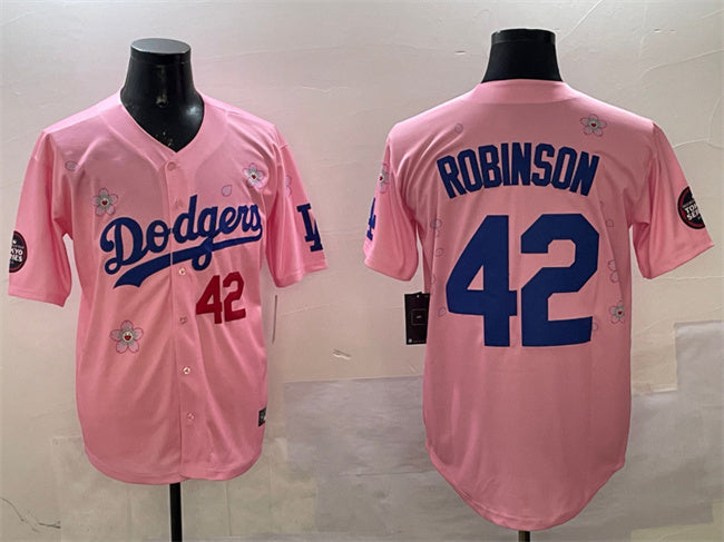 Los Angeles Dodgers #42 Jackie Robinson Pink 2025 Tokyo Series Limited Stitched Baseball Jersey baseball jersey product view 1