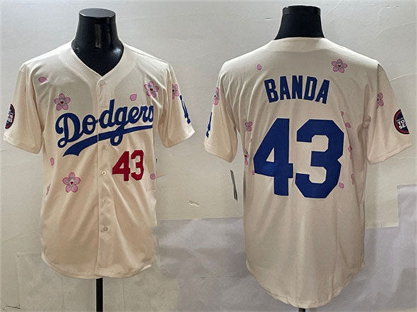 Los Angeles Dodgers #43 Anthony Banda Cream 2025 Tokyo Series Limited Stitched Baseball Jersey baseball jersey product view 1