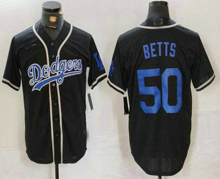 Los Angeles Dodgers #50 Mookie Betts Black Cool Base With Patch Stitched Baseball Jersey baseball jersey product view 1
