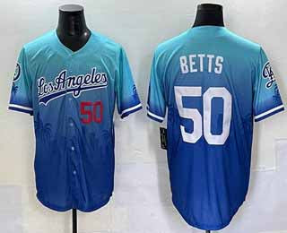 Los Angeles Dodgers #50 Mookie Betts Blue 2025 City Connect Limited Stitched Baseball Jersey baseball jersey product view 1
