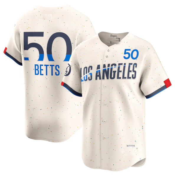 Los Angeles Dodgers #50 Mookie Betts Cream 2024 City Connect Limited Player Baseball Jerseys baseball jersey product view 1