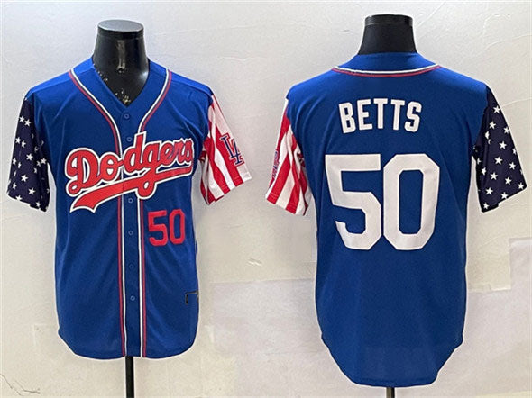 Los Angeles Dodgers #50 Mookie Betts Royal Limited Stitched Baseball Jersey baseball jersey product view 1