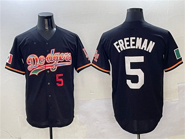 Los Angeles Dodgers #5 Freddie Freeman Black Mexico Limited Stitched Baseball Jersey baseball jersey product view 1