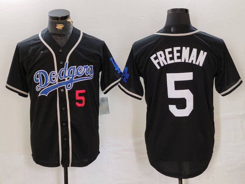 Los Angeles Dodgers #5 Freddie Freeman Number Black Cool Base With Patch Stitched Baseball Jersey baseball jersey product view 1