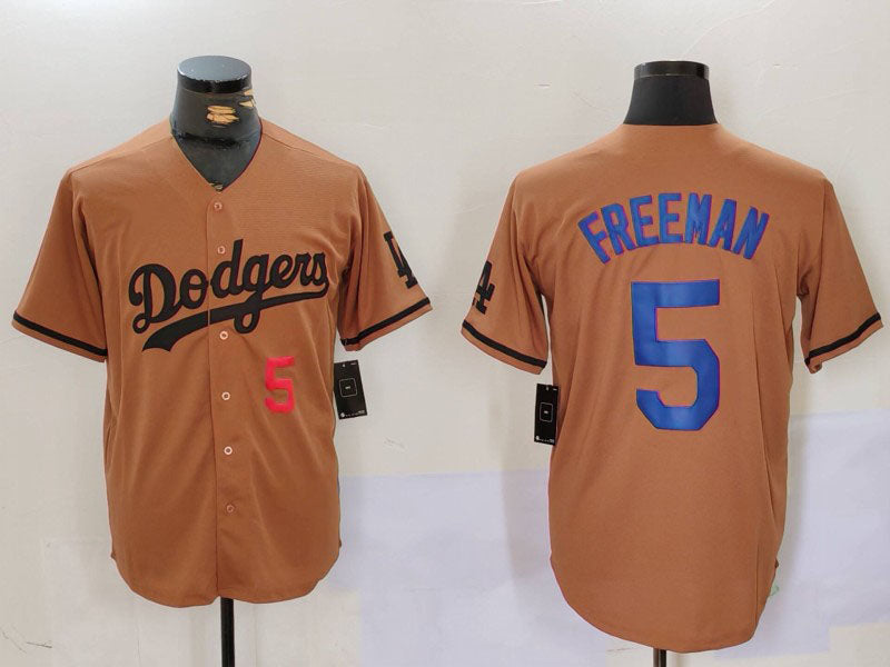 Los Angeles Dodgers #5 Freddie Freeman Number Olive Cool Base Limited Stitched Baseball Jerseys baseball jersey product view 1