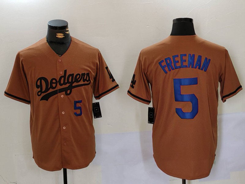 Los Angeles Dodgers #5 Freddie Freeman Number Olive Cool Base Limited Stitched Baseball Jerseys baseball jersey product view 1