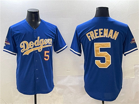 Los Angeles Dodgers #5 Freddie Freeman Royal 2025 Gold Collection Limited Stitched Baseball Jersey baseball jersey product view 1