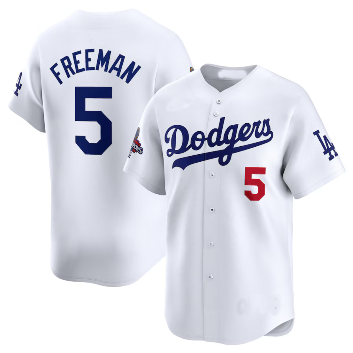 Los Angeles Dodgers #5 Freddie Freeman White 2024 World Series Champions Home Limited Stitched Baseball Jersey baseball jersey product view 1