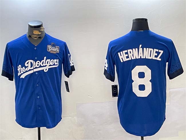 Los Angeles Dodgers #8 Enrique Hern¨¢ndez Royal 2024 World Series City Connect Cool Base Stitched Baseball Jersey baseball jersey product view 1