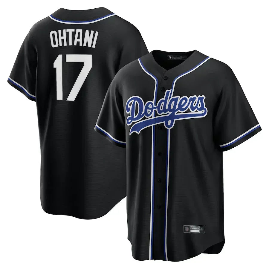 Shohei Ohtani Los Angeles Dodgers Lights Out Edition Jersey - Black baseball jersey product view 1