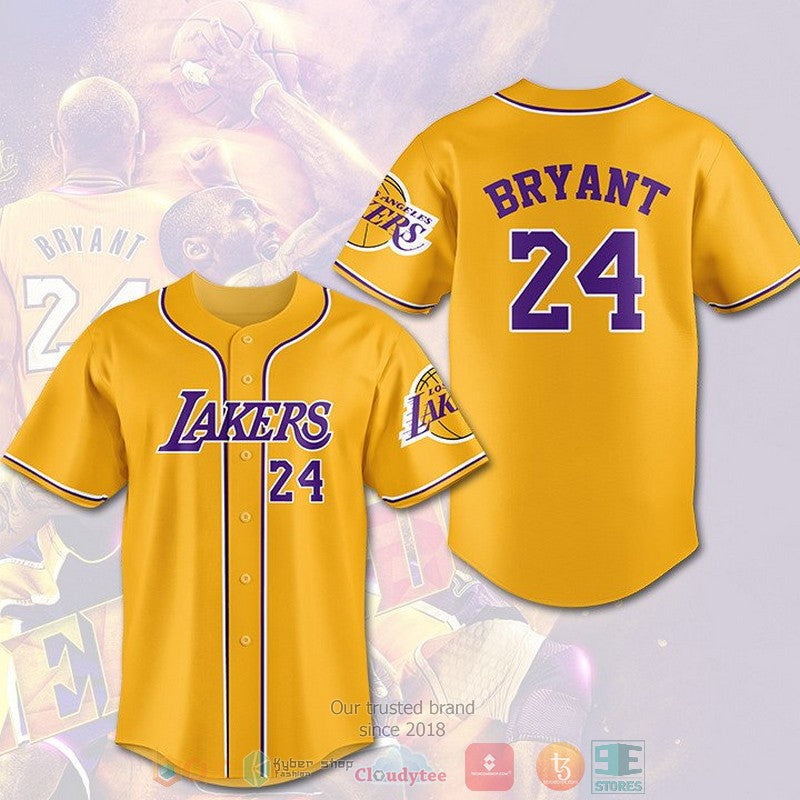 Los Angeles Lakers Kobe Bryant 24 yellow Baseball shirt Unisex T-shirt, Sweatshirt, Hoodie, Long Sleeve Tee - T-Shirt, Sweatshirt, Hoodie