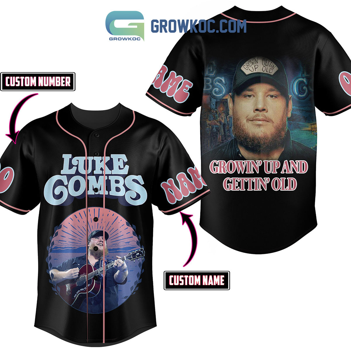 Luke Combs Growing Up And Getting Old Tour Personalized Baseball Jersey Unisex T-shirt, Sweatshirt, Hoodie, Long Sleeve Tee - T-Shirt, Sweatshirt, Hoodie