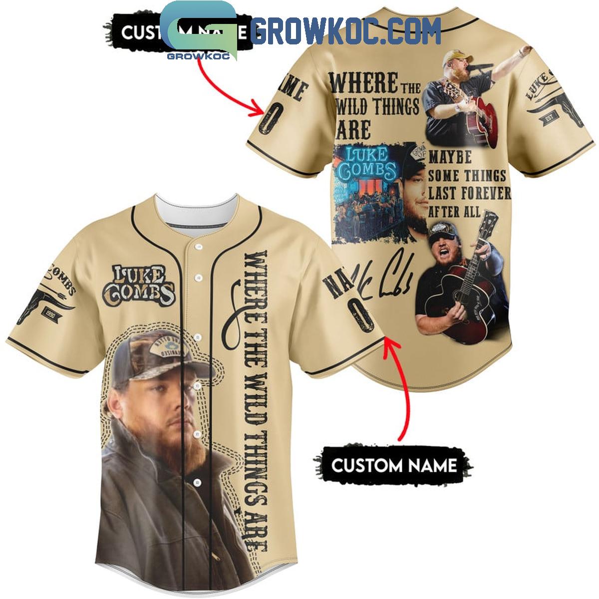 Luke Combs Where The Wild Things Are 2024 Personalized Baseball Jersey Unisex T-shirt, Sweatshirt, Hoodie, Long Sleeve Tee - T-Shirt, Sweatshirt, Hoodie