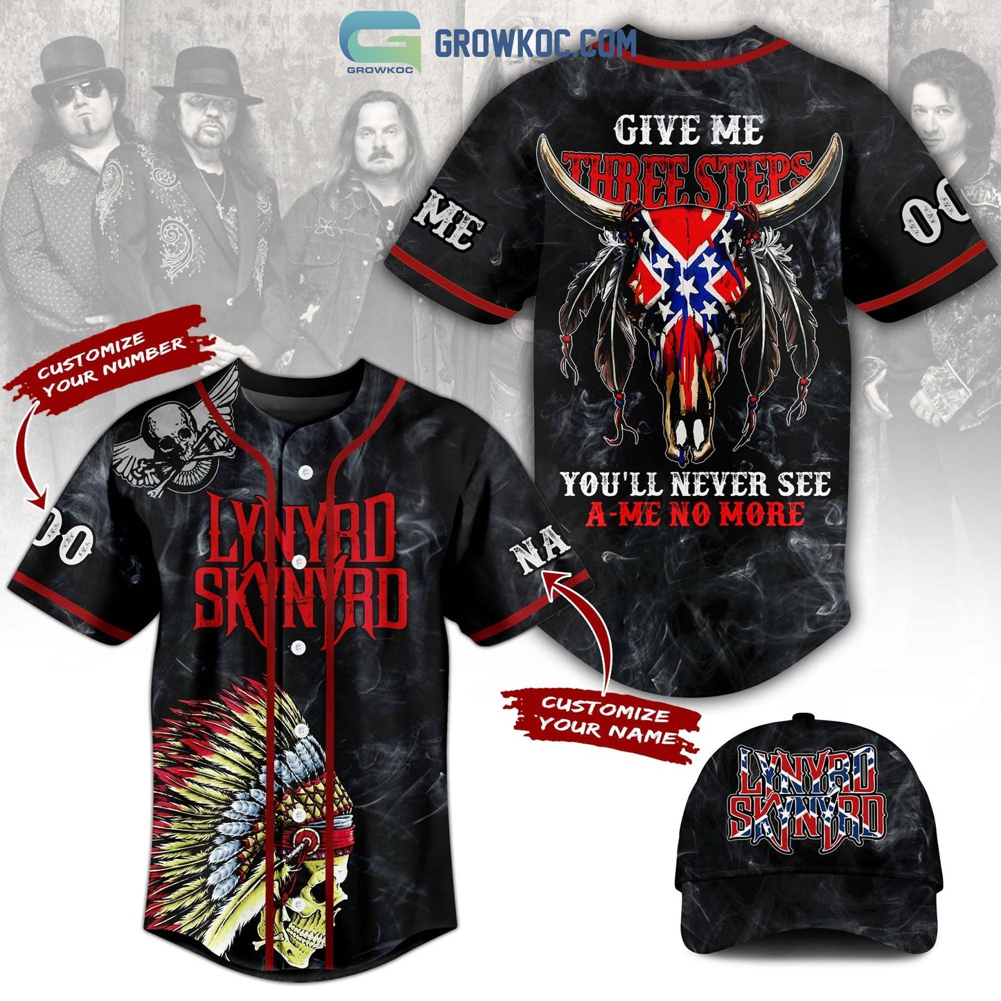 Lynyrd Skynyrd Give Me Three Steps Youll Never See A Me No More Personalized Baseball Jersey - T-Shirt, Sweatshirt, Hoodie