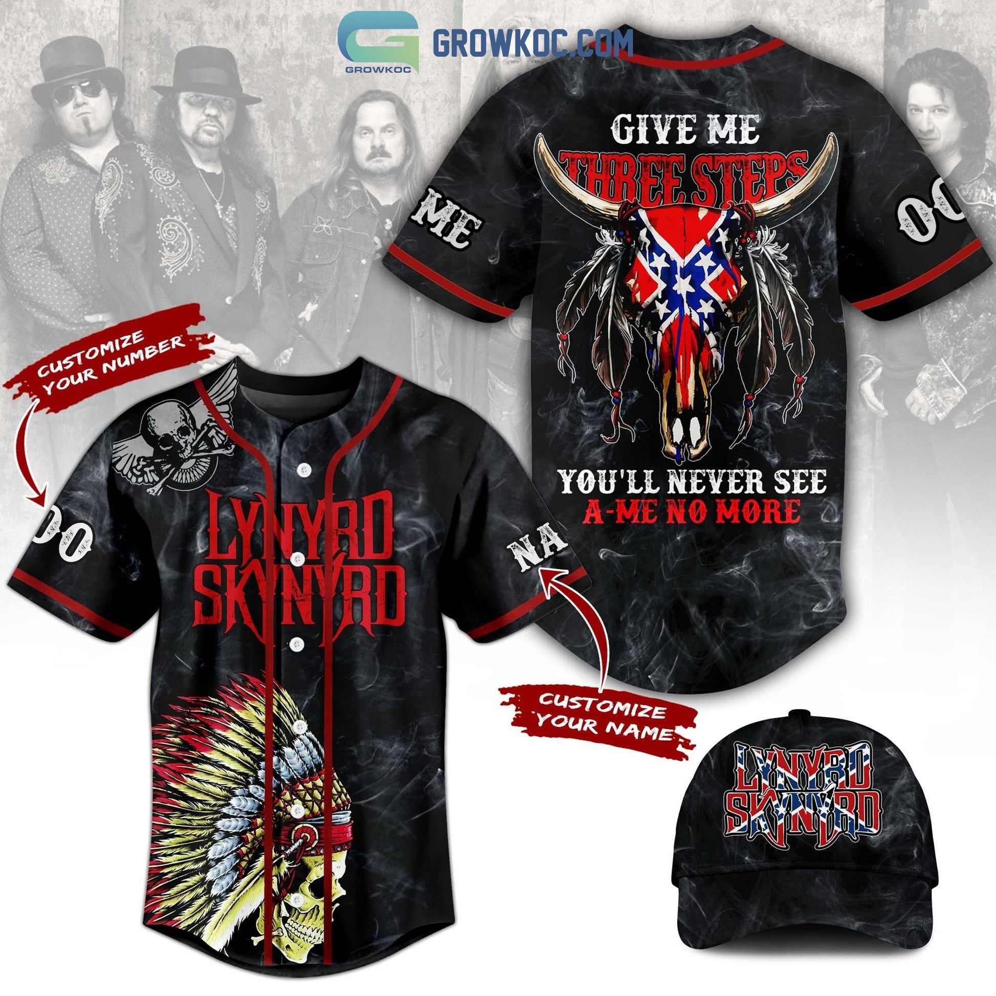 Lynyrd Skynyrd Give Me Three Steps Youll Never See A Me No More Personalized Baseball Jersey - T-Shirt, Sweatshirt, Hoodie