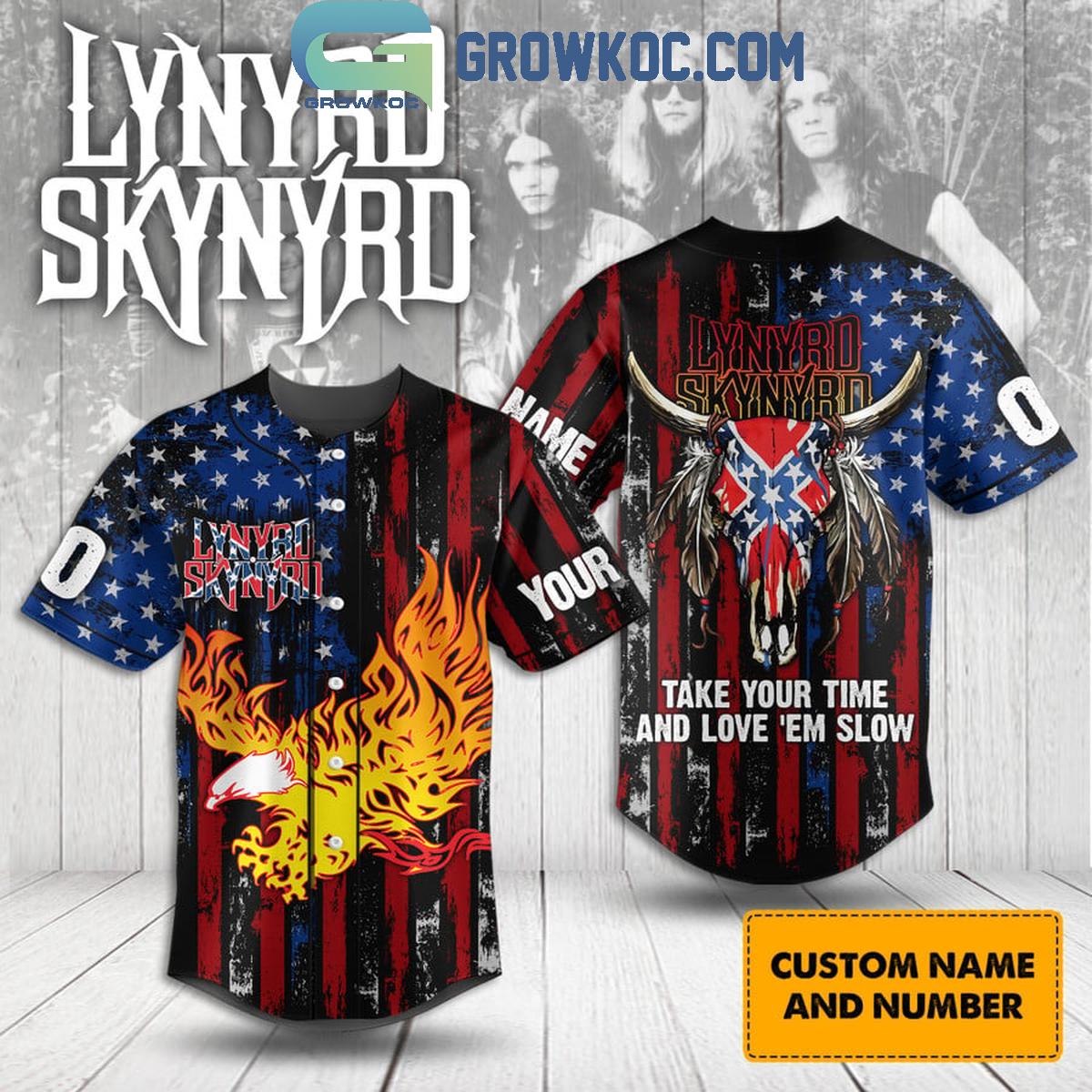 Lynyrd Skynyrd Take Your Time And Love Em Slow Personalized Baseball Jersey Unisex T-shirt, Sweatshirt, Hoodie, Long Sleeve Tee - T-Shirt, Sweatshirt, Hoodie