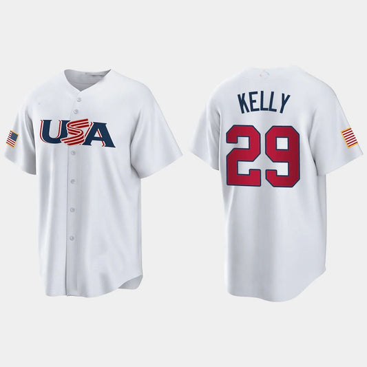 #29 MERRILL KELLY ARIZONA DIAMONDBACKS 2023 WORLD BASEBALL CLASSIC USA REPLICA JERSEY ¨C WHITE Stitches Baseball Jerseys baseball jersey product view 1