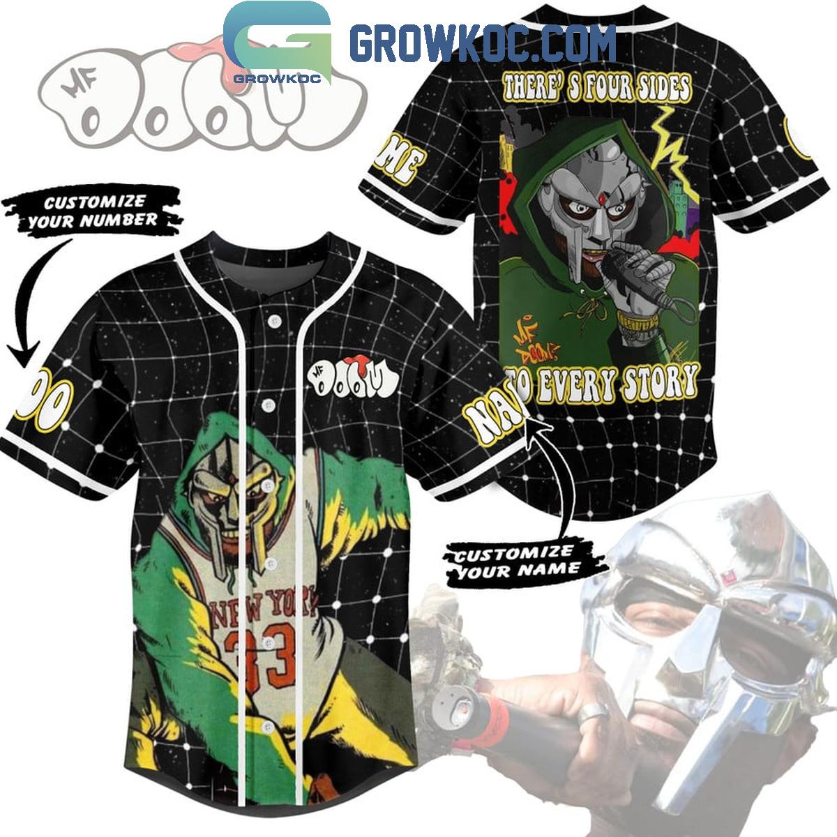 MF Doom Theres Four Sides To Every Story Personalized Baseball Jersey Unisex T-shirt, Sweatshirt, Hoodie, Long Sleeve Tee - T-Shirt, Sweatshirt, Hoodie