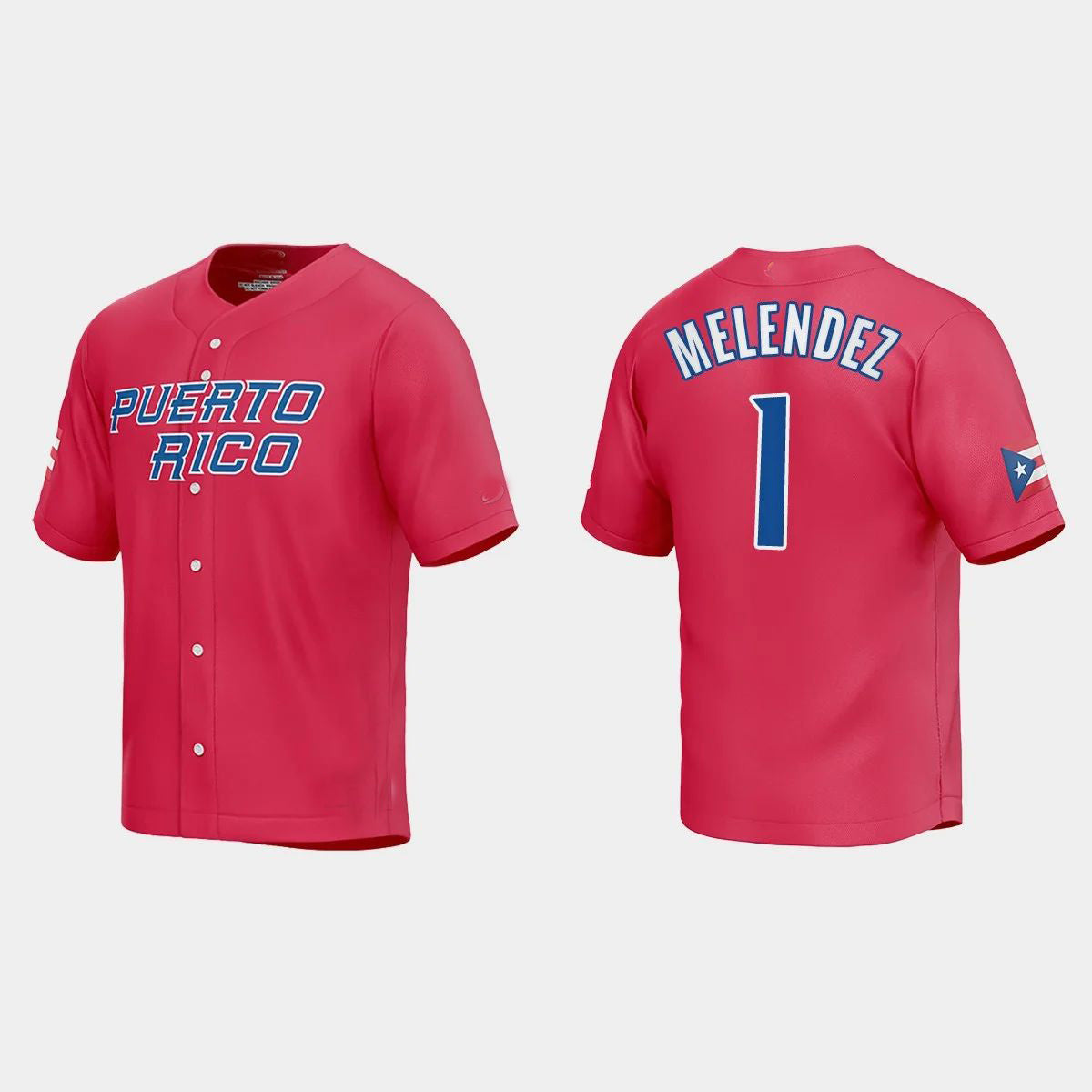 #1 MJ MELENDEZ PUERTO RICO BASEBALL 2023 WORLD BASEBALL CLASSIC JERSEY ¨C RED Stitches Baseball Jerseys baseball jersey product view 1