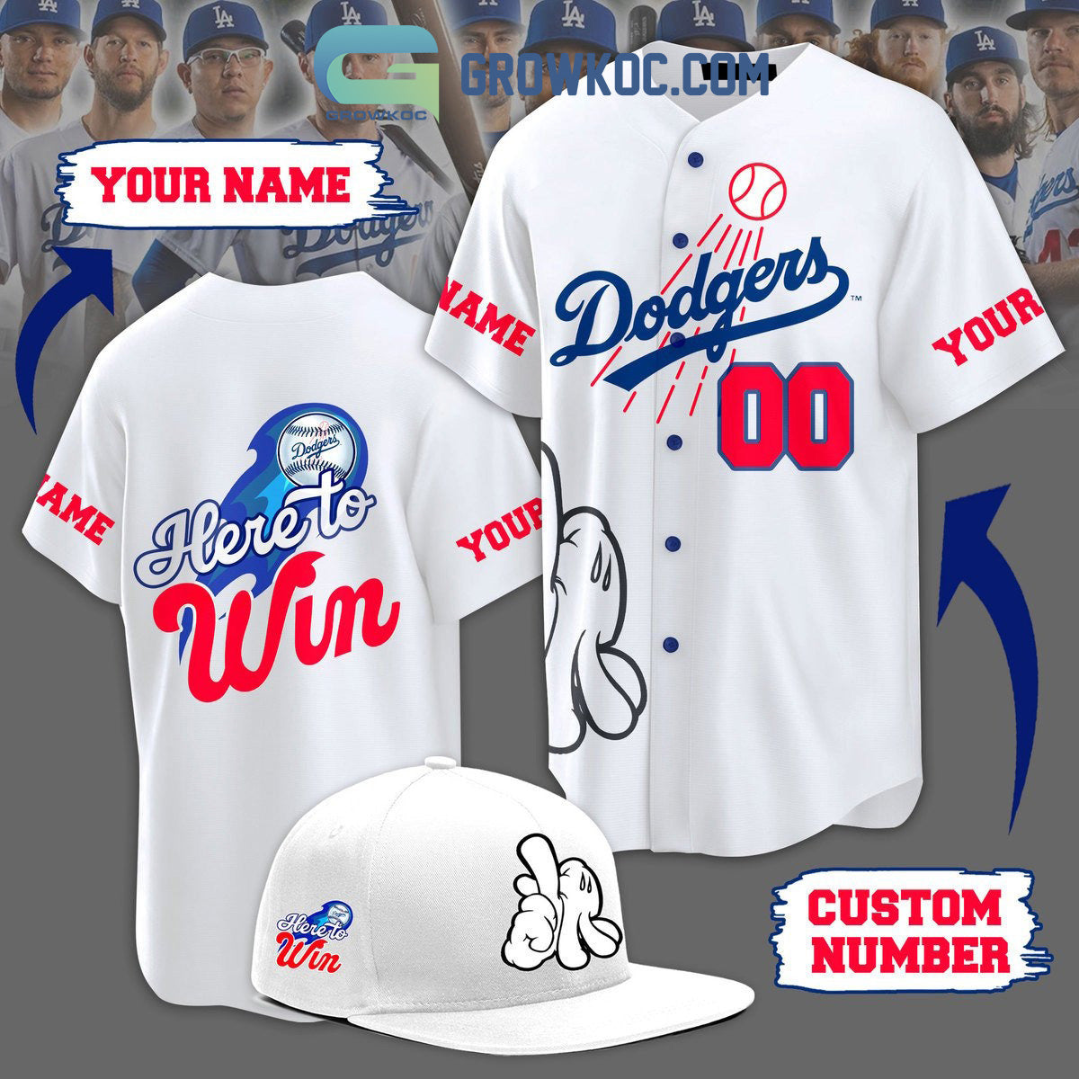 MLB Dodgers Here To Win White Design Personalized Baseball Jersey Unisex T-shirt, Sweatshirt, Hoodie, Long Sleeve Tee - T-Shirt, Sweatshirt, Hoodie