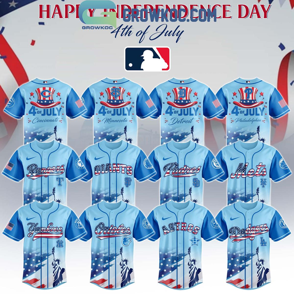 MLB Happy Independence Day 4th Of July Baseball Jersey Unisex T-shirt, Sweatshirt, Hoodie, Long Sleeve Tee - T-Shirt, Sweatshirt, Hoodie