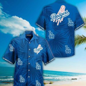 MLB LA Dodgers Hawaiian Shirt Palm Leaves Pattern All Over Print Unisex T-shirt, Sweatshirt, Hoodie, Long Sleeve Tee - T-Shirt, Sweatshirt, Hoodie