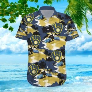 MLB Milwaukee Brewers Hawaiian Shirt Beach Gift For Friend - Brewers Hawaiian Shirt Unisex T-shirt, Sweatshirt, Hoodie, Long Sleeve Tee - T-Shirt, Sweatshirt, Hoodie