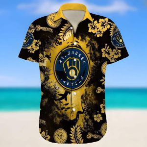 MLB Milwaukee Brewers Hawaiian Shirt Hammerhead Sharks And Flower - Brewers Hawaiian Shirt - T-Shirt, Sweatshirt, Hoodie