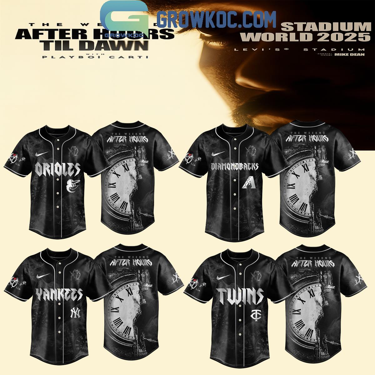 MLB Mix The Weeknd After Hours Til Dawn Tour 2025 Baseball Jersey Unisex T-shirt, Sweatshirt, Hoodie, Long Sleeve Tee - T-Shirt, Sweatshirt, Hoodie