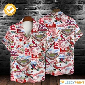 MLB St Louis Cardinals Baseball Pattern On White Hawaiian Shirt, Cardinals Hawaiian Shirt Unisex T-shirt, Sweatshirt, Hoodie, Long Sleeve Tee - T-Shirt, Sweatshirt, Hoodie
