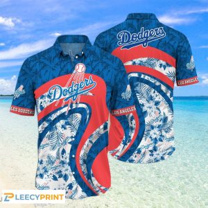 MLB Tropical Flower Pattern Cool LA Dodgers Hawaiian Shirt Unisex T-shirt, Sweatshirt, Hoodie, Long Sleeve Tee - T-Shirt, Sweatshirt, Hoodie