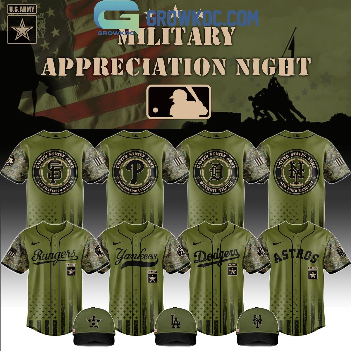 MLB x United States Army Military Appreciation Night 2025 Baseball Jersey Unisex T-shirt, Sweatshirt, Hoodie, Long Sleeve Tee - T-Shirt, Sweatshirt, Hoodie