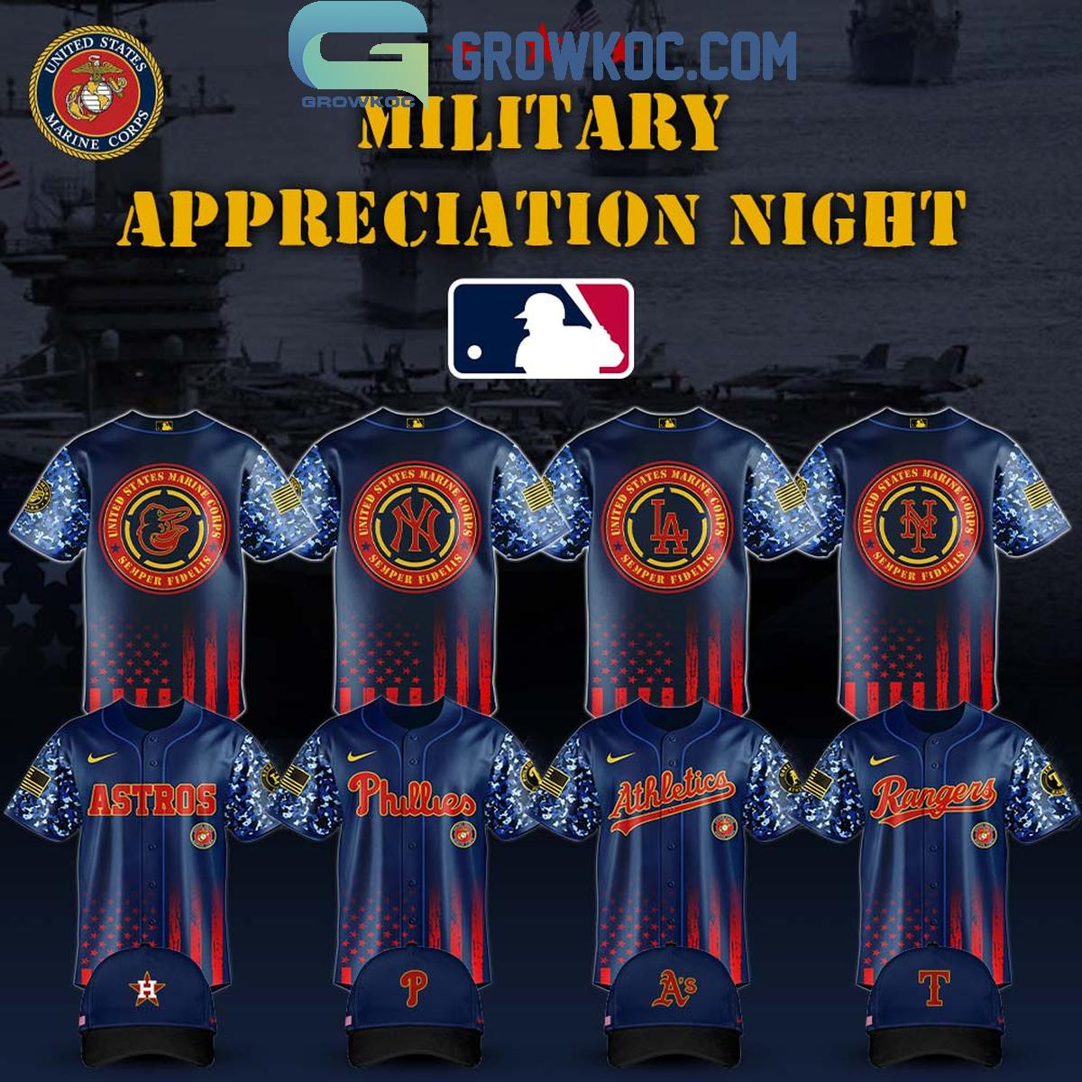 MLB x United States Marine Corps Military Appreciation Night 2025 Baseball Jersey Unisex T-shirt, Sweatshirt, Hoodie, Long Sleeve Tee - T-Shirt, Sweatshirt, Hoodie